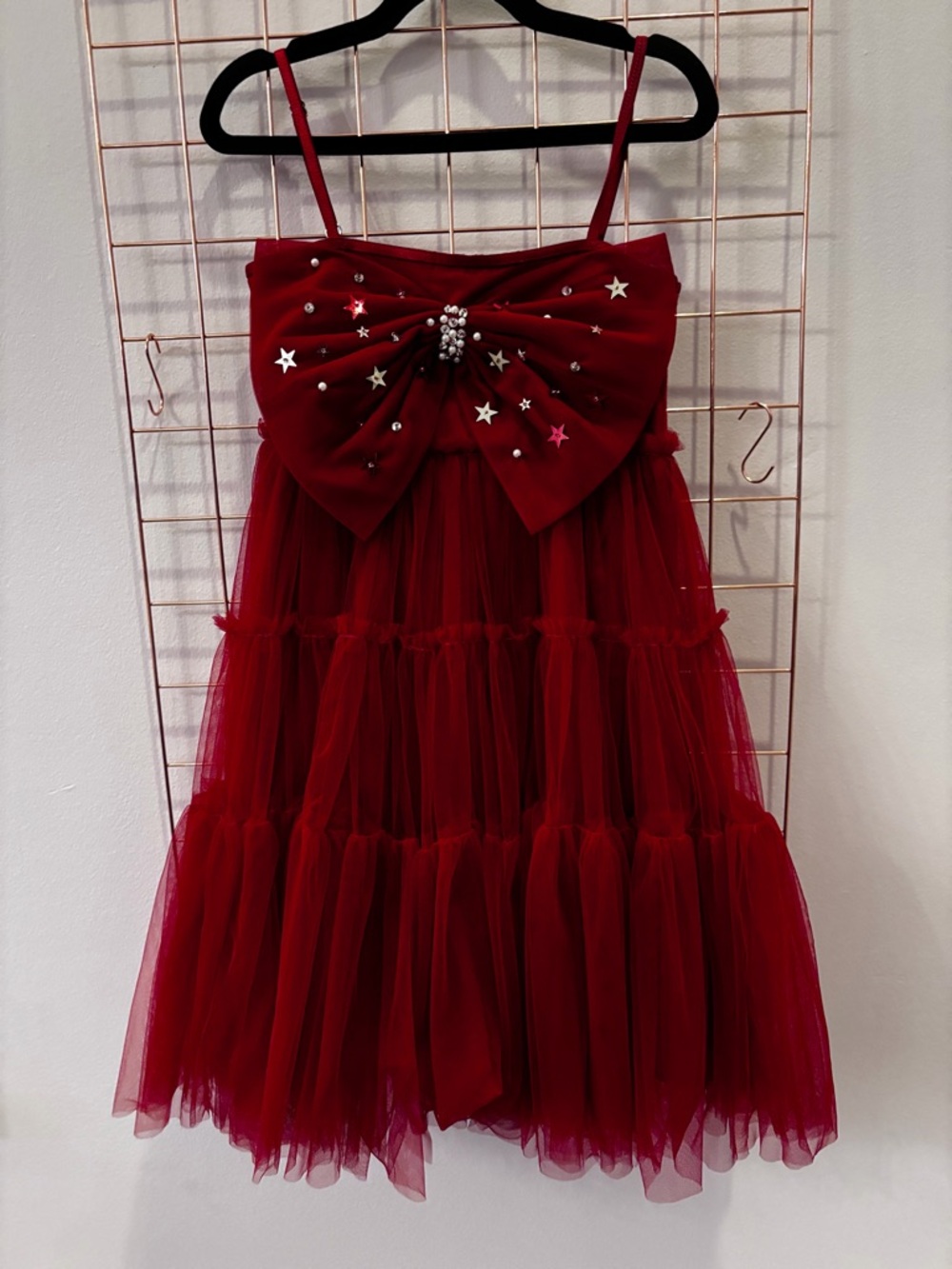 Ooh! La, La! Couture Red Sleeveless Tulle Dress with Bow